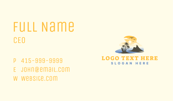 Tropical Summer Surfing Business Card Design Image Preview