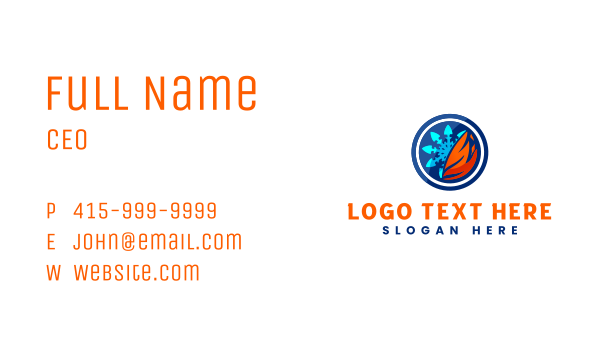 HVAC Fire Ice Thermal  Business Card Design Image Preview