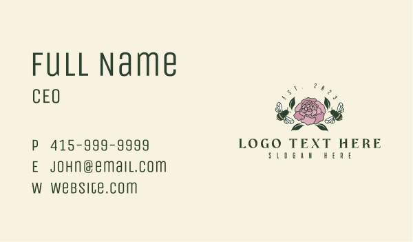 Garden Bee Rose Business Card Design Image Preview