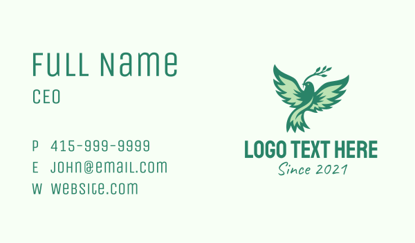 Green Christian Dove  Business Card Design Image Preview