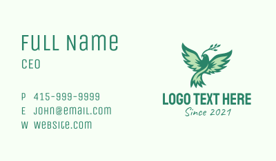 Green Christian Dove  Business Card Image Preview