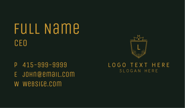 Royal Crown Shield Lettermark Business Card Design Image Preview