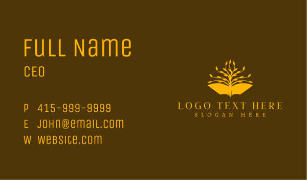 Tree Book Library Business Card Design Image Preview
