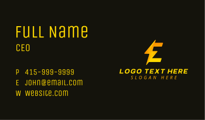 Electric Thunder Letter E Business Card Image Preview