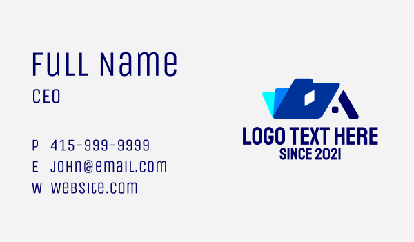 Blue Folder House  Business Card Design Image Preview