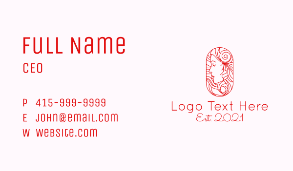 Rose Hair Lady Business Card Design Image Preview