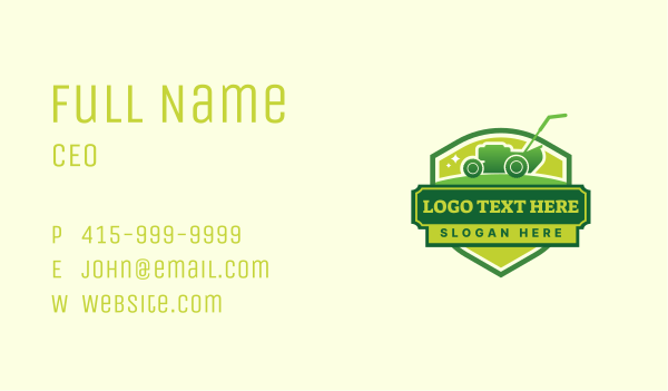 Lawn Mower Shield  Business Card Design Image Preview