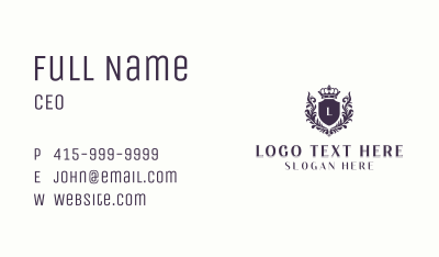 Crown Shield Royalty Business Card Image Preview