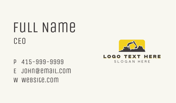 Contractor Excavator Industrial Business Card Design Image Preview