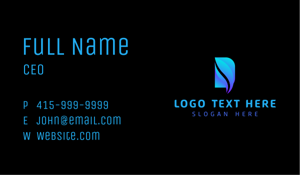 Blue Letter D Company  Business Card Design Image Preview