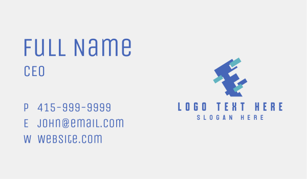 Digital Pixel Letter F Business Card Design Image Preview
