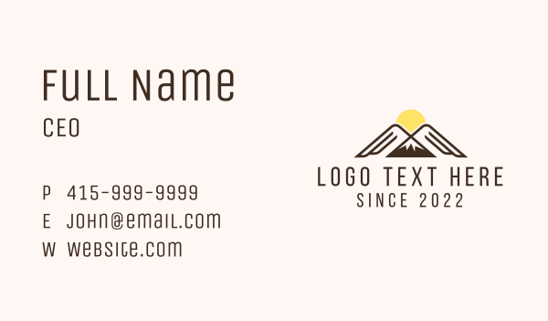 Sun Mountain Climbing  Business Card Design Image Preview