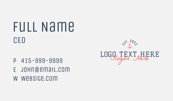 Hipster Anchor Business Business Card Design Image Preview