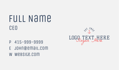 Hipster Anchor Business Business Card Image Preview