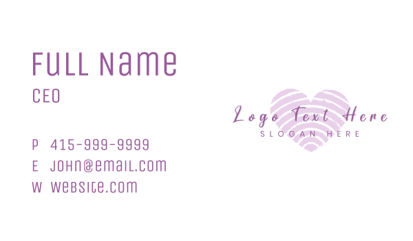 Purple Heart Script Wordmark Business Card Design Image Preview