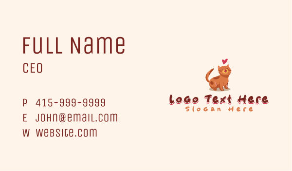 Cute Cat Heart Business Card Design Image Preview