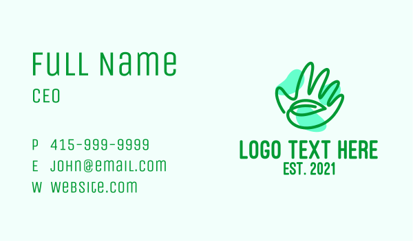 Green Hand Leaf  Business Card Design Image Preview
