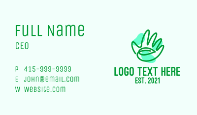 Green Hand Leaf  Business Card Image Preview