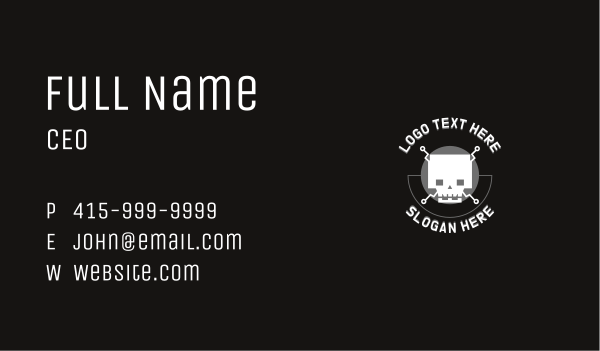 White Circuit Skull Business Card Design Image Preview