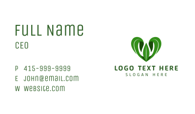 Green Leaf Heart Business Card Image Preview