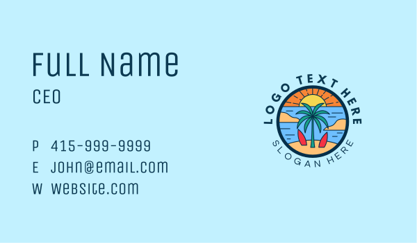 Beach Sunset Vacation Business Card Design Image Preview