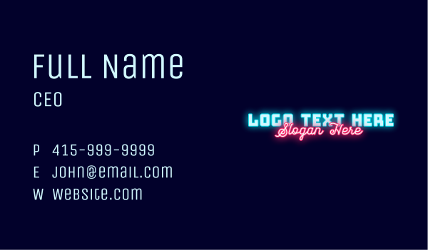 Retro Neon Wordmark Business Card Design Image Preview