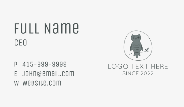 Owl Aviary Veterinary Business Card Design Image Preview