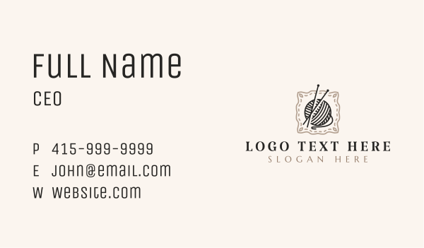 Knitting Craft Yarn Business Card Design Image Preview