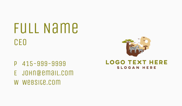 Zambia Wildlife Map Business Card Design Image Preview