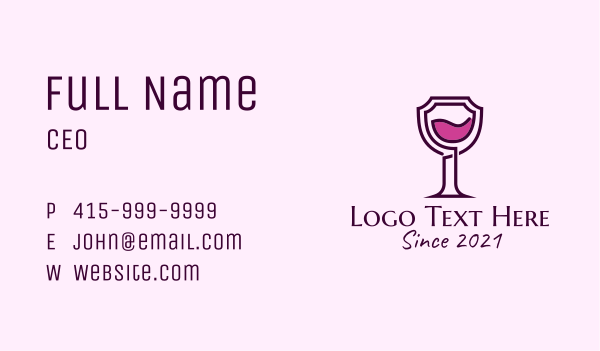 Shield Wine Glass Business Card Design Image Preview