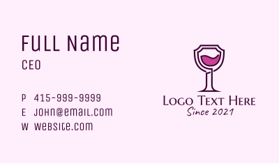 Shield Wine Glass Business Card Image Preview