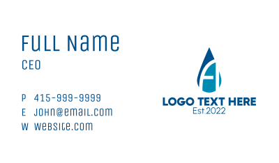 Hydro Blue Letter A  Business Card