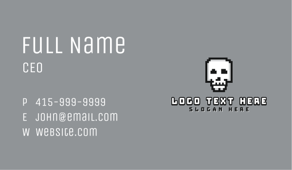 Skull Pixel Gaming Business Card Design Image Preview