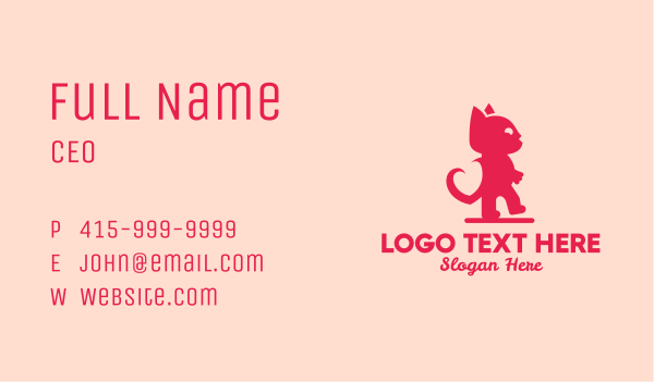 Pink Love Cat  Business Card Design Image Preview