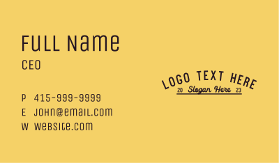 Black Retro Wordmark Business Card Image Preview