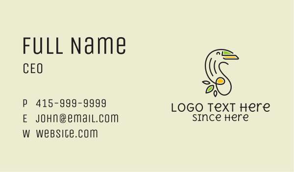 Feminine Eco Toucan Business Card Design Image Preview
