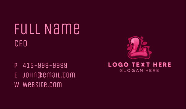 Pink Graffiti Letter L Business Card Design Image Preview