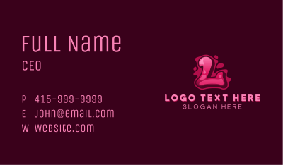 Pink Graffiti Letter L Business Card Image Preview