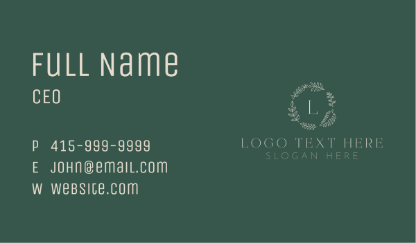 Organic Leaf Letter  Business Card Design Image Preview