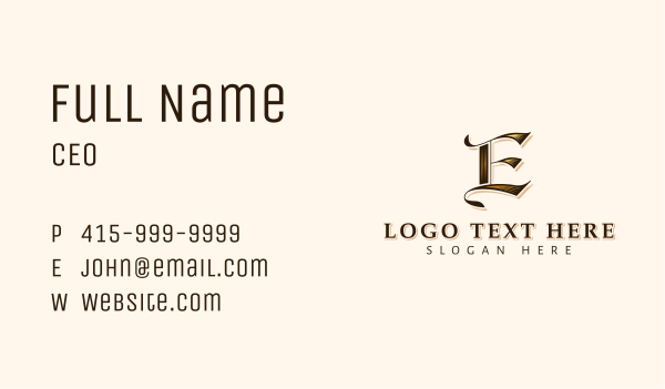 Elegant Vintage Letter E Business Card Design Image Preview