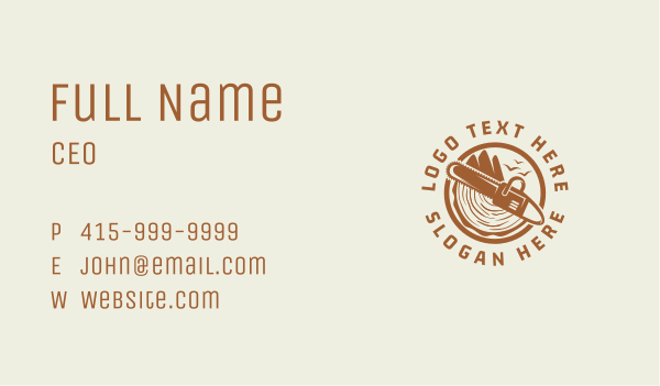 Hills Lumberjack Chainsaw Business Card Design Image Preview