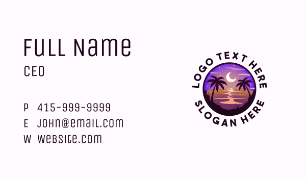 Night Tropical Beach Business Card Design Image Preview