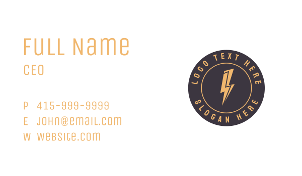 Lightning Bolt Energy  Business Card Design Image Preview