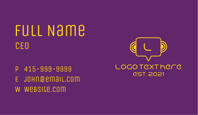 Yellow Chat Icon Letter Business Card