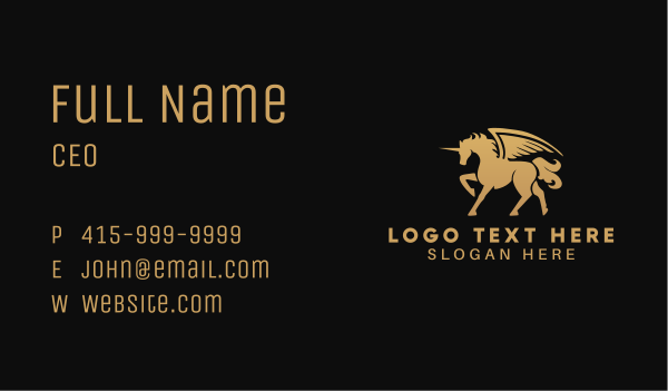 Golden Unicorn Pegasus Business Card Design Image Preview