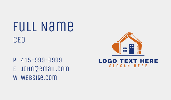 Excavator Home Builder Business Card Design Image Preview