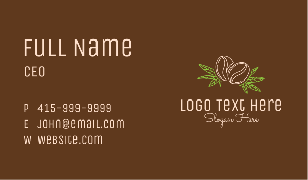 Coffee Bean Weed Leaf Business Card Design Image Preview