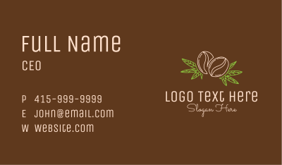 Coffee Bean Weed Leaf Business Card Image Preview