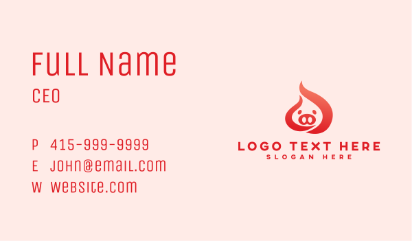 Flame Pig Restaurant Business Card Design Image Preview