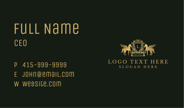 Pegasus Luxury Shield Business Card Design Image Preview